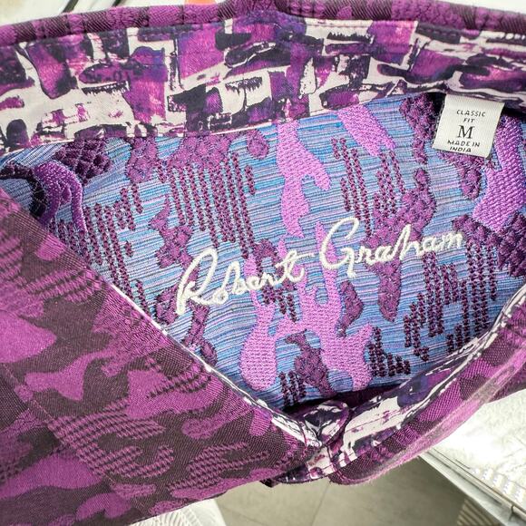 Robert Graham Woven Button Front Long Sleeve Shirt Glory Days Dark Purple  M - Picture 4 of 9
